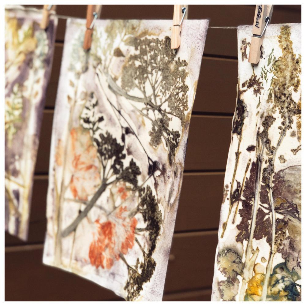 Volwassenen workshop: ecoprints maken op gerecycled scheppapier